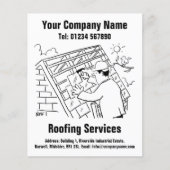 Dachdecker und Dachdeckerservice Cartoon Design Flyer (Vorne)