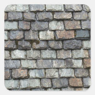 Dachdeckung mit Schiefer-Tellern Quadratischer Aufkleber