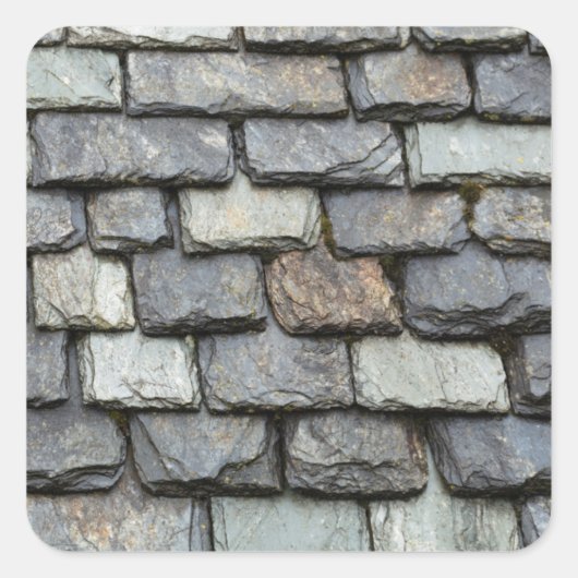 Dachdeckung mit Schiefer-Tellern Quadratischer Aufkleber (Vorderseite)