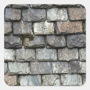 Dachdeckung mit Schiefer-Tellern Quadratischer Aufkleber