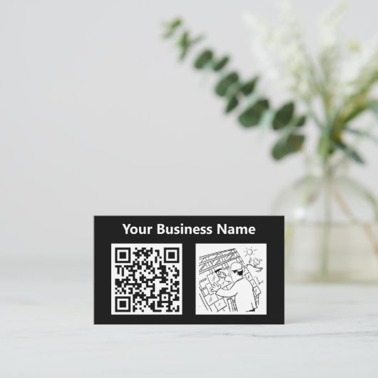 Dachdeckungsfirma Illustration & QR-Code Visitenkarte (Stehend Vorderseite)