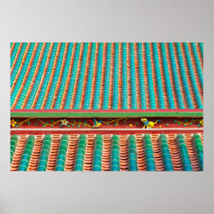 Dachdetail des South Putuo Tempels Poster