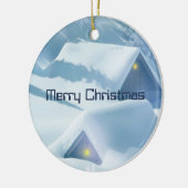 Dächer mit glänzender Schneedecke Keramik Ornament (Links)