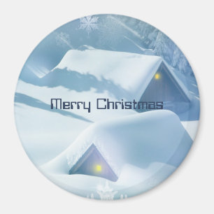 Dächer mit glänzender Schneedecke Magnet