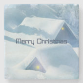 Dächer mit glänzender Schneedecke Steinuntersetzer (Vorderseite)