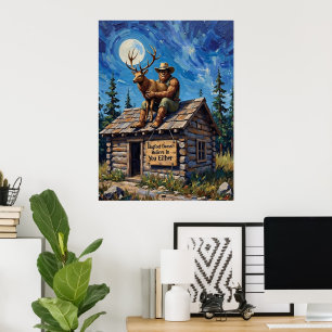 Dachgeschoss-Offenbarung: Bigfoot's Moonlit Embrac Poster