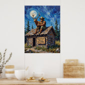 Dachgeschoss-Offenbarung: Bigfoot's Moonlit Embrac Poster (Küche)