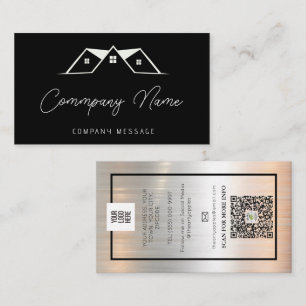 Dachreparaturen und Wartungsservice Schwarzes Logo Visitenkarte