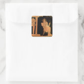 Dachrote Figur mit einer Braut, 5. Quadratischer Aufkleber (Tasche)