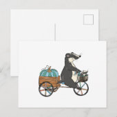 Dachs Blau Kürbis Feiertagspostkarte (Vorne/Hinten)