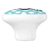 Dachs-- blaues u. weißes Farben-Klecks-Muster Keramikknauf (Seitenansicht)