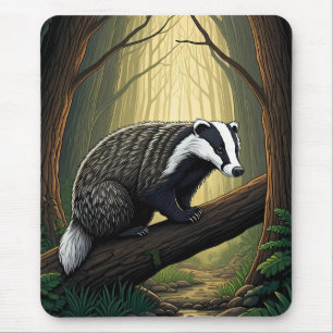 Dachs im verzauberten Wald Mousepad