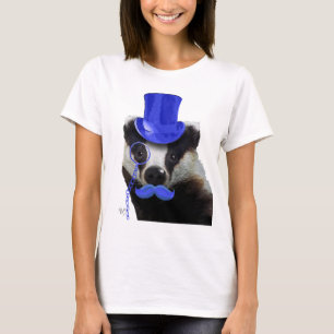 Dachs mit blauen Zylinder und dem Schnurrbart T-Shirt