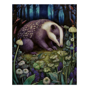 Dachs Poster mit Midnight Badger Glossy Finish