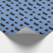 Dachs-Raserei-Packpapier (blau) Geschenkpapier (Ecke)