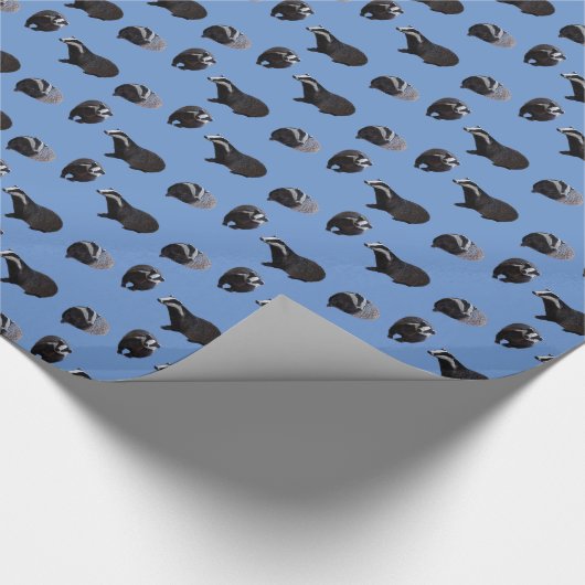 Dachs-Raserei-Packpapier (blau) Geschenkpapier (Ecke)