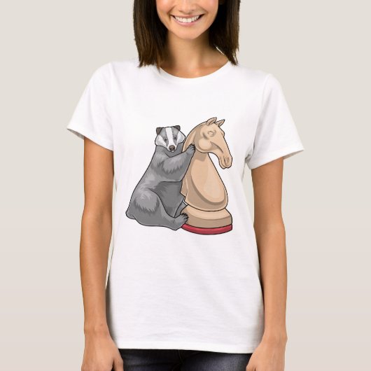 Dachs Schachfigur Springer Schach T-Shirt (Vorderseite)