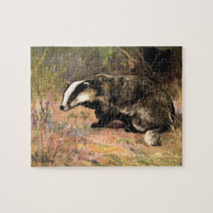 Dachs von CE Swan, Vintage-Waldtierposter Puzzle