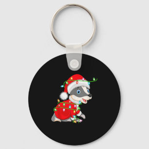 Dachs-Weihnachtslichter-Santa-Kostüm Süßes Tier Schlüsselanhänger