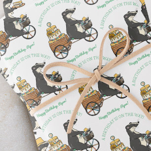 Dachse auf Fahrrad Kinder Geburtstag Personalisier Geschenkpapier Set