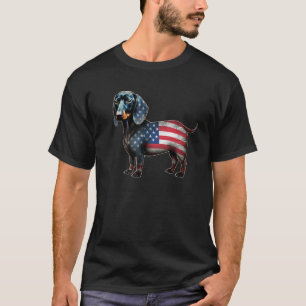 Dachshund 4. Juli Amerikanische Flagge Hund Männer T-Shirt