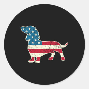 Dachshund 4. Juli Amerikanische Flagge Hunde Liebh Runder Aufkleber
