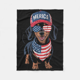 Dachshund 4. Juli US-amerikanische Flagge Doxie Hu Fleecedecke