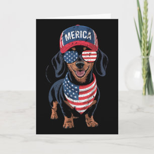 Dachshund 4. Juli US-amerikanische Flagge Doxie Hu Karte