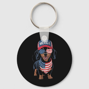 Dachshund 4. Juli US-amerikanische Flagge Doxie Hu Schlüsselanhänger