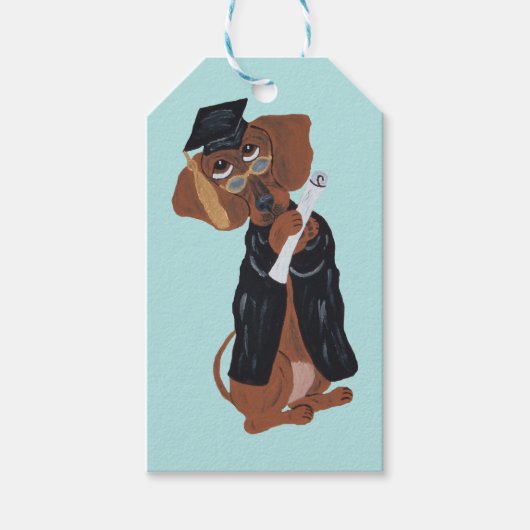 Dachshund Absolvent Geschenkanhänger (Vorderseite)