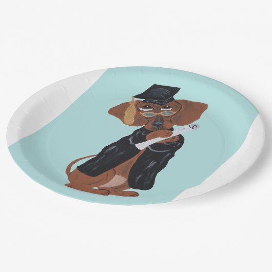 Dachshund Absolvent Pappteller (Schrägansicht)