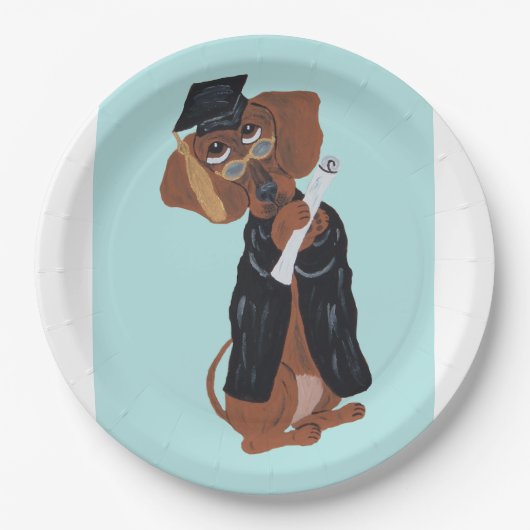 Dachshund-Absolvent Pappteller (Vorderseite)