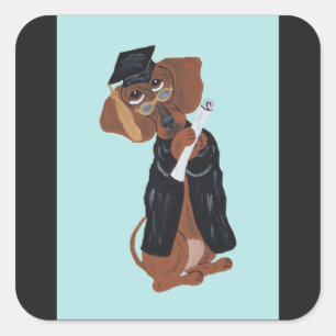 Dachshund Absolvent Quadratischer Aufkleber