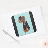 Dachshund Absolvent Quadratischer Aufkleber (Umschlag)