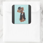 Dachshund Absolvent Quadratischer Aufkleber (Tasche)
