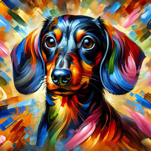 Dachshund Acryl Druck   Bunt   Lebendig Puzzle