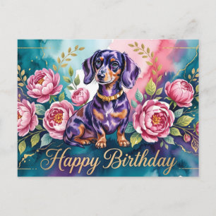 Dachshund Alles Gute zum Geburtstag Illustration Postkarte