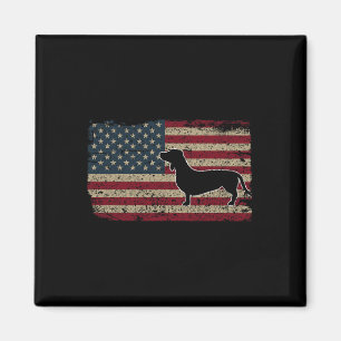 Dachshund Amerika-Flagge Patriotischer Dackel Gesc Magnet