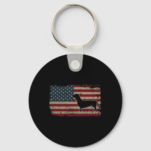 Dachshund Amerika-Flagge Patriotischer Wiener Hund Schlüsselanhänger