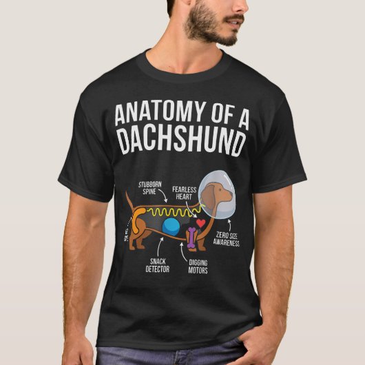 Dachshund Anatomie Diagramm T-Shirt (Vorderseite)