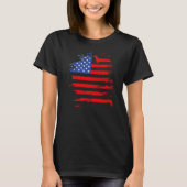 Dachshund And America Flag Patriotic Weiner Dog T-Shirt (Vorderseite)