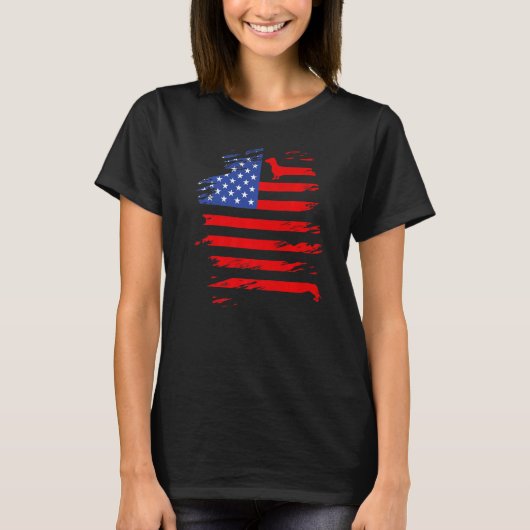 Dachshund And America Flag Patriotic Weiner Dog T-Shirt (Vorderseite)