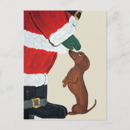 Dachshund And Santa Feiertagspostkarte