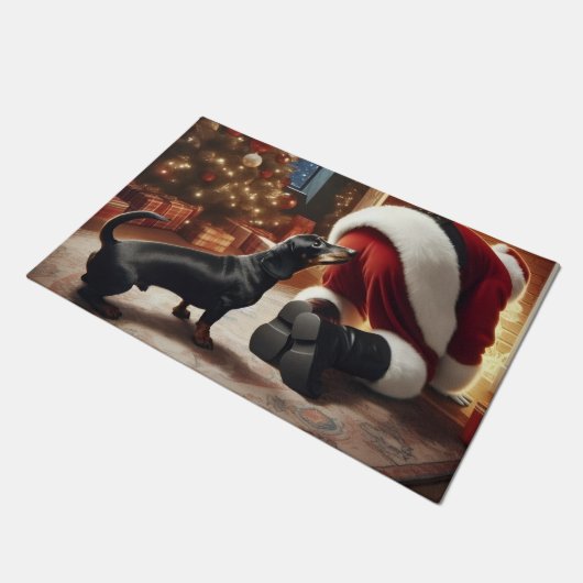 Dachshund and Santa  Fußmatte (Schrägansicht)