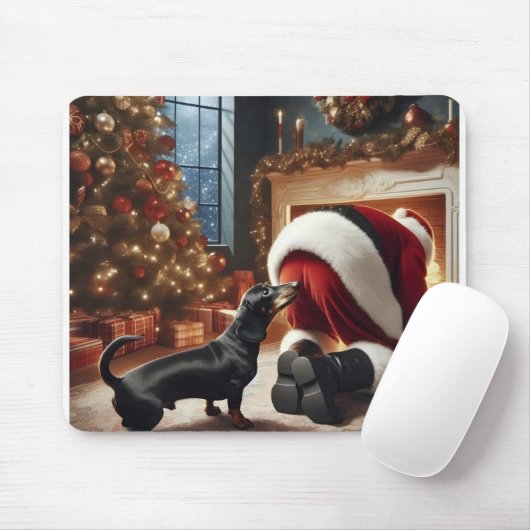 Dachshund and Santa Mousepad (Mit Mouse)