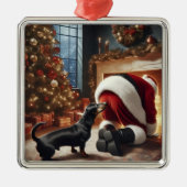 Dachshund and Santa Ornament Aus Metall (Vorne)