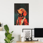Dachshund Astronaut Poster, Dachshund Retro Print Poster (Heimbüro)
