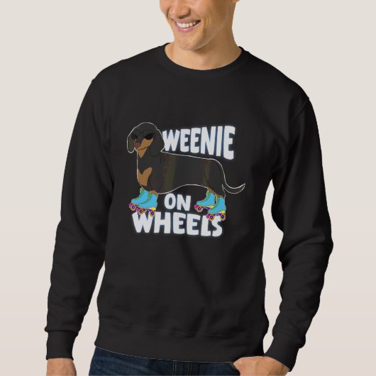 Dachshund auf Rädern Rollschuhe  Sonnenbrille Sweatshirt (Vorderseite)