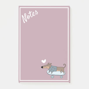 Dachshund auf Skateboard-Post-It-Notizen Post-it Klebezettel