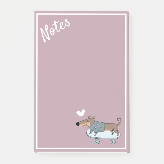 Dachshund auf Skateboard-Post-It-Notizen Post-it Klebezettel (Vorderseite)